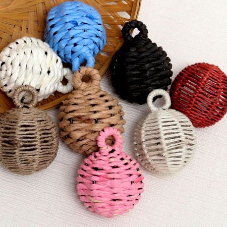 Multicolor Jute Christmas Ornaments Ball For Decoration- Pack of 8